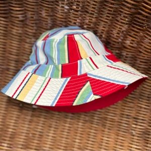 Vintage august multicolor striped retro bucket hat